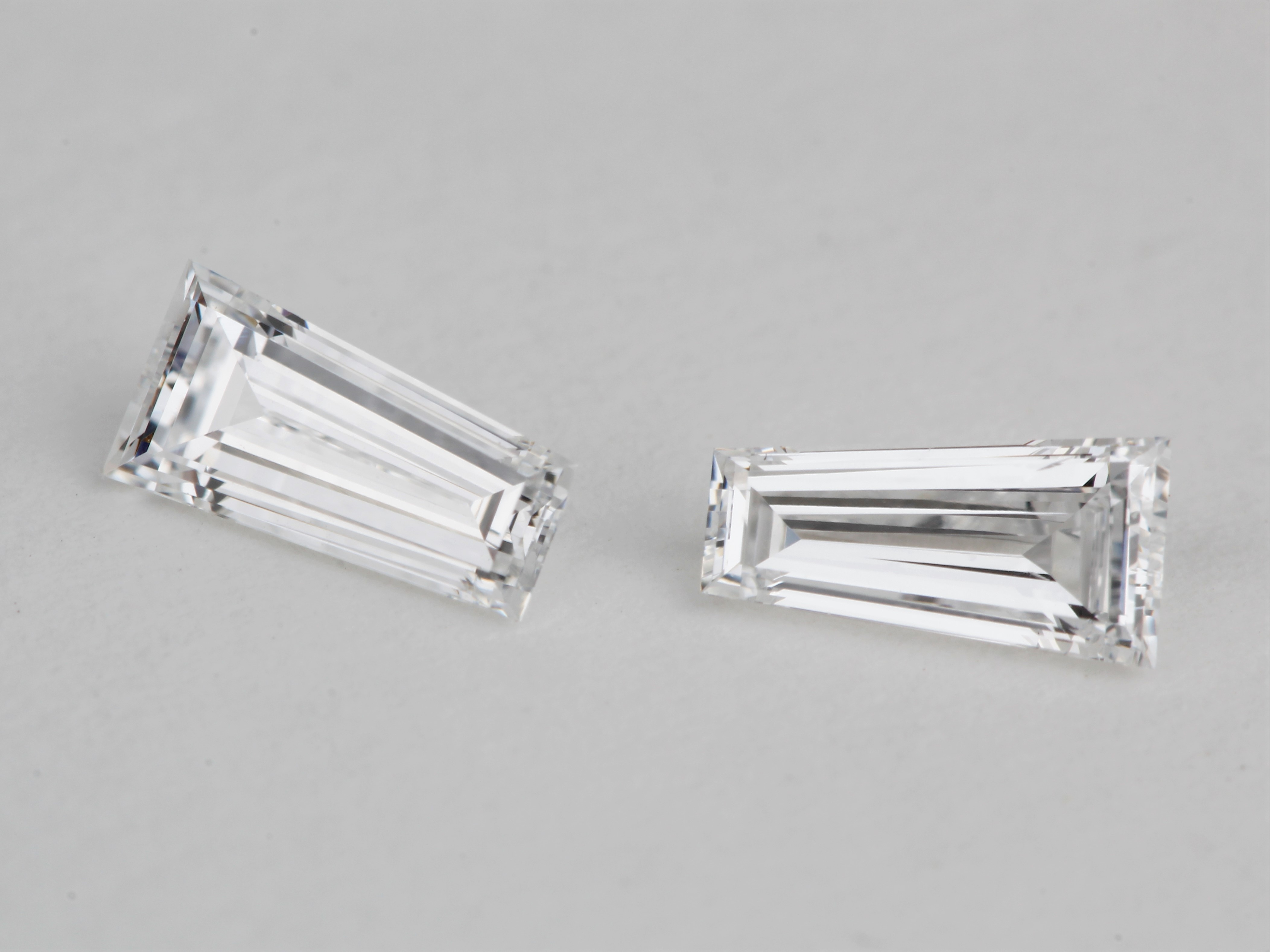 Tapered Baguette Diamonds Excellent Cut VVS2 Clarity E/F Color, 0.55 Carat, 2 Pcs